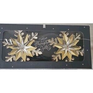 Pottery Barn Christmas Snowflake String Lights White Mini LED 6.75’ Gold Silver